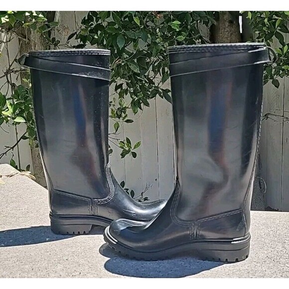 Marc By Marc Jacobs Tall Sleek Black Rubber Winter Rain Boots Size 39 (6) - Picture 5 of 9
